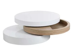 Vente-unique Salontafel-Salontafel Met Draaiblad Janita - Mdf - Eik En Wit