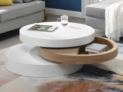 Vente-unique Salontafel-Salontafel Met Draaiblad Janita - Mdf - Eik En Wit