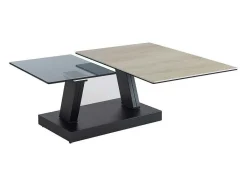 Maison Céphy Salontafel-Salontafel Met Draaibladen - Keramiek, Gerookt Gehard Glas En Metaal - Zwart En Naturel - Oyrus Van Maison Cephy