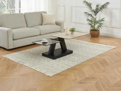 Maison Céphy Salontafel-Salontafel Met Draaibladen - Keramiek, Gerookt Gehard Glas En Metaal - Zwart En Naturel - Oyrus Van Maison Cephy