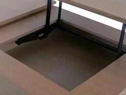 Vente-unique Salontafel-Salontafel Met Verstelbaar Blad En 1 Lade Van Mdf En Metaal - Donker Natuurlijk - Dalaho