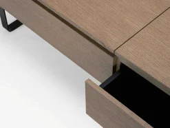 Vente-unique Salontafel-Salontafel Met Verstelbaar Blad En 1 Lade Van Mdf En Metaal - Donker Natuurlijk - Dalaho