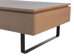 Vente-unique Salontafel-Salontafel Met Verstelbaar Blad En 1 Lade Van Mdf En Metaal - Donker Natuurlijk - Dalaho