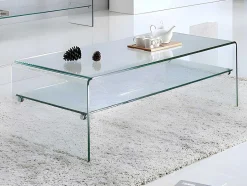 Vente-unique Salontafel-Salontafel Trenia - Dubbele Plaat - Gehard Glas