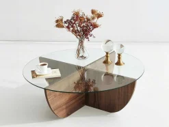Vente-unique Salontafel-Salontafel Van Gehard Glas - Naturel En Transparant - Aysun