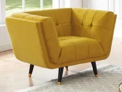 Vente-unique Fauteuil Stof Fluweel / Suedine-Samantha Ii Fluwelen Fauteuil - Oker