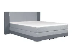 Ysmée Boxspringbed-Samenstelling Boxspring Hoofdbord Met Leds + Lattenbodems + Matras + Dekmatras Asti Van Ysmee - 160 X 200 Cm - Antraciet En Lichtgrijs