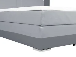Ysmée Boxspringbed-Samenstelling Boxspring Hoofdbord Met Leds + Lattenbodems + Matras + Dekmatras Asti Van Ysmee - 160 X 200 Cm - Antraciet En Lichtgrijs