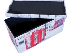 Vente-unique Opbergaccessoire-Sanne Opbergdozen Voetenbank Met Deksel, Beige, Rood, Zwart, Wit.