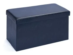 Vente-unique Opbergaccessoire-Sanne Opbergdozen Voetenbank Met Deksel, Zwart.