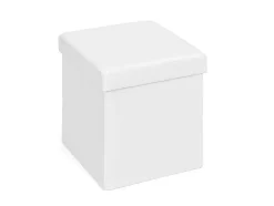 Vente-unique Opbergaccessoire-Sanne Opbergdozen Voetenbank Met Deksel, Wit.