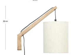 OZAIA Wandlamp-Scandinavische Wandlamp - Mangohout En Stof - D21 X H36 Cm - Licht Naturel En Beige - Paliana