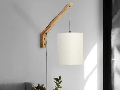 OZAIA Wandlamp-Scandinavische Wandlamp - Mangohout En Stof - D21 X H36 Cm - Licht Naturel En Beige - Paliana