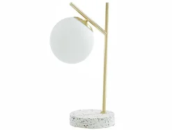 OZAIA Lamp-Schemerlamp Met Vintage-Stijl Lullaby - Sokkel Van Terrazzo - 23 X 15 X 38 Cm - Goudkleurig