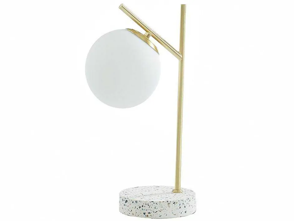 OZAIA Lamp-Schemerlamp Met Vintage-Stijl Lullaby - Sokkel Van Terrazzo - 23 X 15 X 38 Cm - Goudkleurig