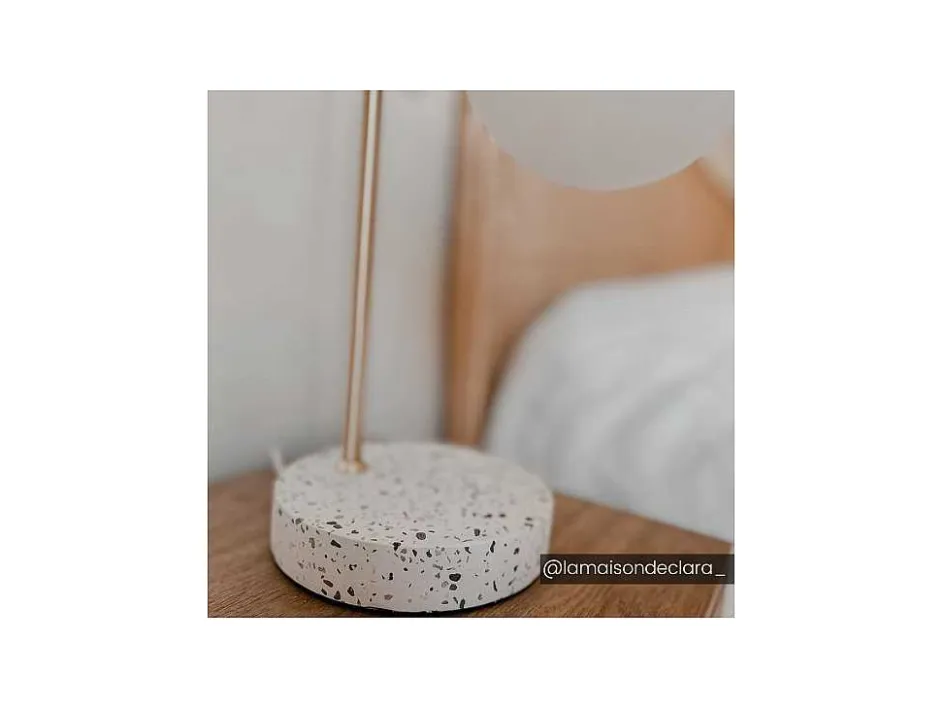 OZAIA Lamp-Schemerlamp Met Vintage-Stijl Lullaby - Sokkel Van Terrazzo - 23 X 15 X 38 Cm - Goudkleurig