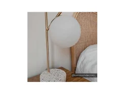 OZAIA Lamp-Schemerlamp Met Vintage-Stijl Lullaby - Sokkel Van Terrazzo - 23 X 15 X 38 Cm - Goudkleurig