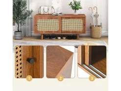 ModernLuxe Schoenenkast-Schoenenkast - Met 2 Deuren En Verstelbare Planken - Bruin