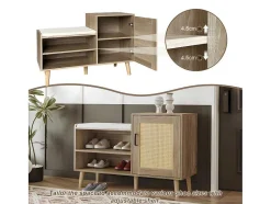 ModernLuxe Schoenenkast-Schoenenkast - Met Bankje En Vakken - Licht Naturel