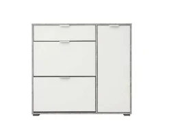 Vente-unique Schoenenkast-Schoenenkast Arietta - 2 Vlakken, 1 Deur En 1 Lade - Kleur: Wit & Beton