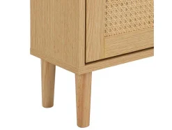 ModernLuxe Schoenenkast-Schoenenkast In Hout En Rotan - 3 Klepdeuren En 1 Lade - Verstelbare Plank - Naturel