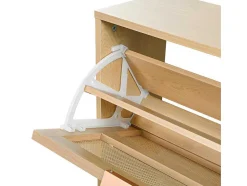 ModernLuxe Schoenenkast-Schoenenkast In Hout En Rotan - 4 Klepdeuren - Naturel