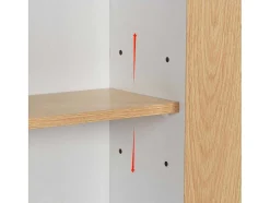 ModernLuxe Schoenenkast-Schoenenkast In Hout En Rotan - 3 Klepdeuren En 1 Lade - Verstelbare Plank - Naturel & Wit