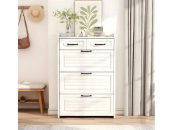 ModernLuxe Schoenenkast-Schoenenkast In Spaanplaat - 3 Klepdeuren En 2 Laden - Wit