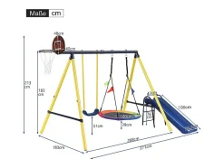 Vente-unique Spel Voor Buiten-Schommel Met Glijbaan Voor Kinderen - Metalen Frame - Buitenspeeltuin Voor Kinderen Van 3 Tot 8 Jaar - Geel