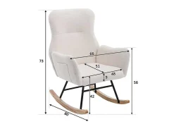 ModernLuxe Fauteuil Stof-Schommelstoel - Relaxstoel Voor In De Woonkamer - Opgevuld Met Teddypluche - Vakjes Aan De Zijkant Van De Armleuningen - Houten Onderstel - Wit