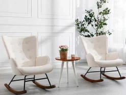 Vente-unique Fauteuil Stof-Schommelstoel Van Beige Gechineerde Stof Elmina Ii
