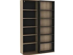 Vente-unique Boekenkast & Vitrine-Schuifboekenkast Met 18 Nissen - Naturel En Antraciet - Prali