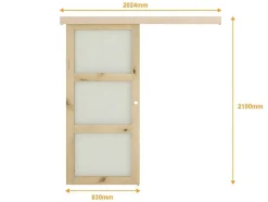 Vente-unique Schuifdeur-Schuifdeur Acosta Met 3 Ramen - H205Xb83Cm - Natuurlijk Mdf