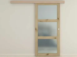 Vente-unique Schuifdeur-Schuifdeur Acosta Met 3 Ramen - H205Xb83Cm - Natuurlijk Mdf