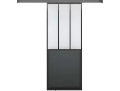 Vente-unique Schuifdeur-Schuifdeur In Gehard Glas - Mat Zwart - H205Cm X B73Cm - Artisto