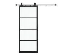 Vente-unique Schuifdeur-Schuifdeur Sinca - H205 X B83 Cm - Gehard Glas En Aluminium