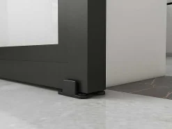 Vente-unique Schuifdeur-Schuifdeur Sinca - H205Cm X B73Cm - Helder Gehard Glas En Aluminium