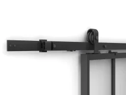 Vente-unique Schuifdeur-Schuifdeur Werkplaatsstijl Met Rails - Zwart En Mat Gehard Glas - H205 Cm X L93 Cm - Artisto Ii