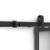 Vente-unique Schuifdeur-Schuifdeur Werkplaatsstijl Met Rails - Zwart En Mat Gehard Glas - H205 Cm X B83 Cm - Artisto Ii