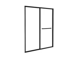 Shower & Design Badscherm-Schuifdouchewand Mat Zwart Met Handdoekenrek - 120 X 140 Cm - Waimea