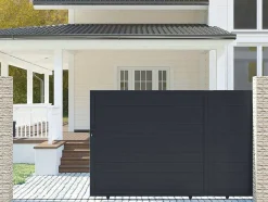 EXPERTLAND Hekjes & Poorten-Schuifpoort Van Antraciet Opengewerkt Aluminium - L416 X 180 Cm - Nazario