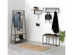 Vente-unique Kleine Opberger En Slaapkameraccessoire-Sea Kledingrek 2 Planken Zwart, Natuur.