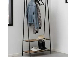 Vente-unique Kleine Opberger En Slaapkameraccessoire-Sea Kledingrek 2 Planken Zwart, Natuur.