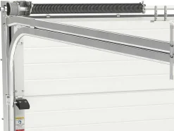 Vente-unique Garagedeur-Sectionale Garagedeur Grijs Gegroefd Effect Met Motor - Noria