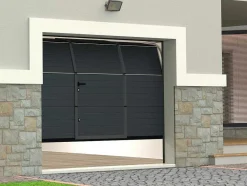 Somfy Garagedeur-Sectionale Garagedeur Met Gegroefd Effect En Centrale Loopdeur - Antraciet - Met -Motor - Noria