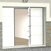 Vente-unique Garagedeur-Sectionale Garagedeur Met Glad Effect En Centrale Witte Loopdeur Met Motor - Lavega