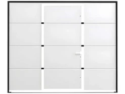 Vente-unique Garagedeur-Sectionale Garagedeur Met Glad Effect En Centrale Witte Loopdeur Met Motor - Lavega