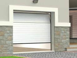 Vente-unique Garagedeur-Sectionale Garagedeur Wit Gegroefd Effect Met Motor - Noria