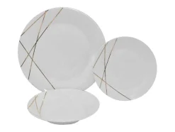 OZAIA Tafelservies-Servies 18 Stuks Van Porselein - Wit En Goud - Linasio
