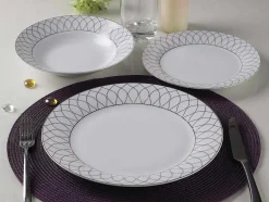 OZAIA Tafelservies-Servies 18 Stuks Van Porselein - Wit En Goud - Serisia